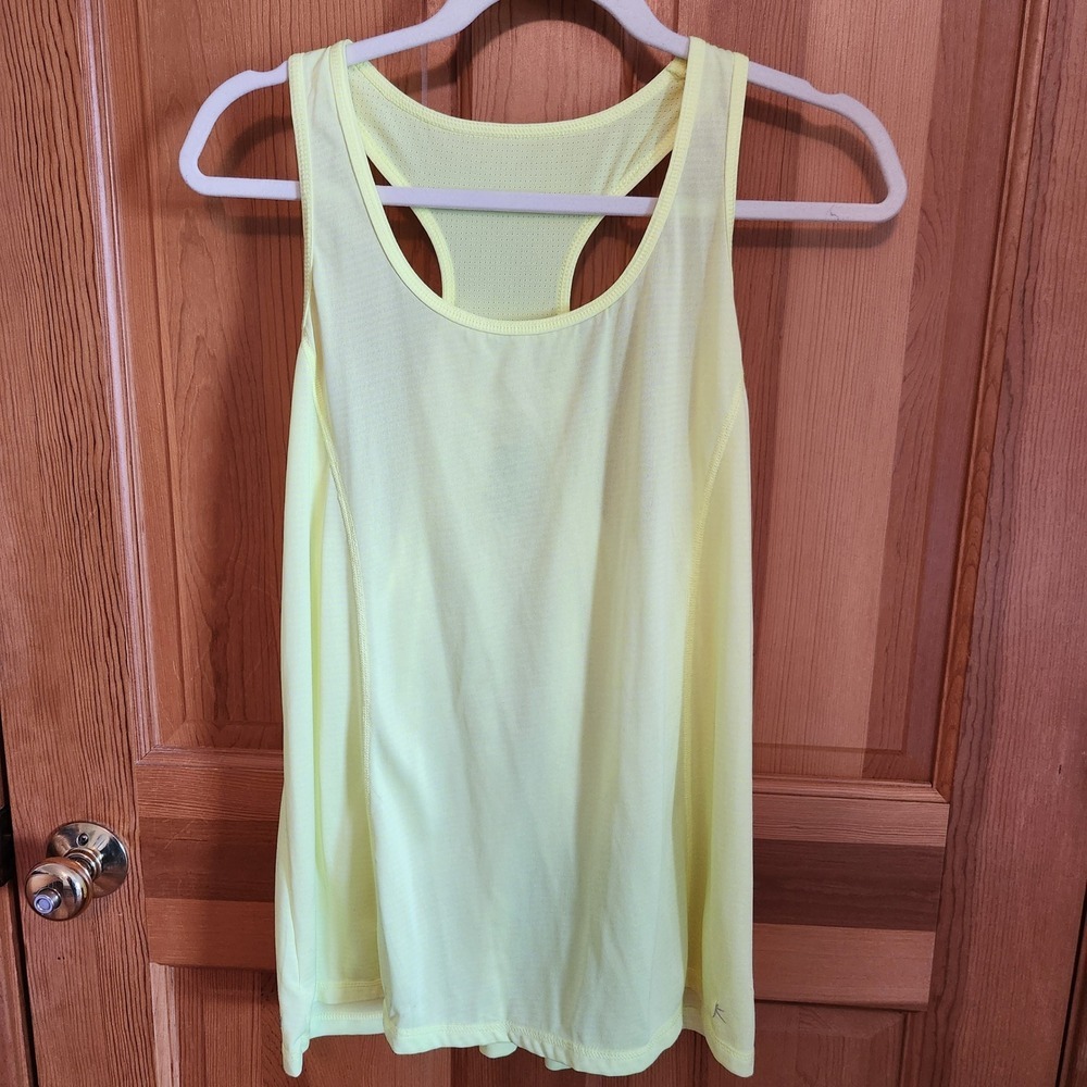 Danskin Now Women's XL (16-18) Bright Yellow Racerback Dri More Tank Top SAFETY